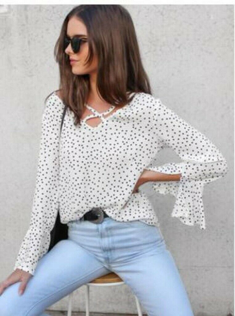 Trendy Women's Long Sleeve Loose Blouse Casual Shirt Summer Chiffon Tops T-Shirt