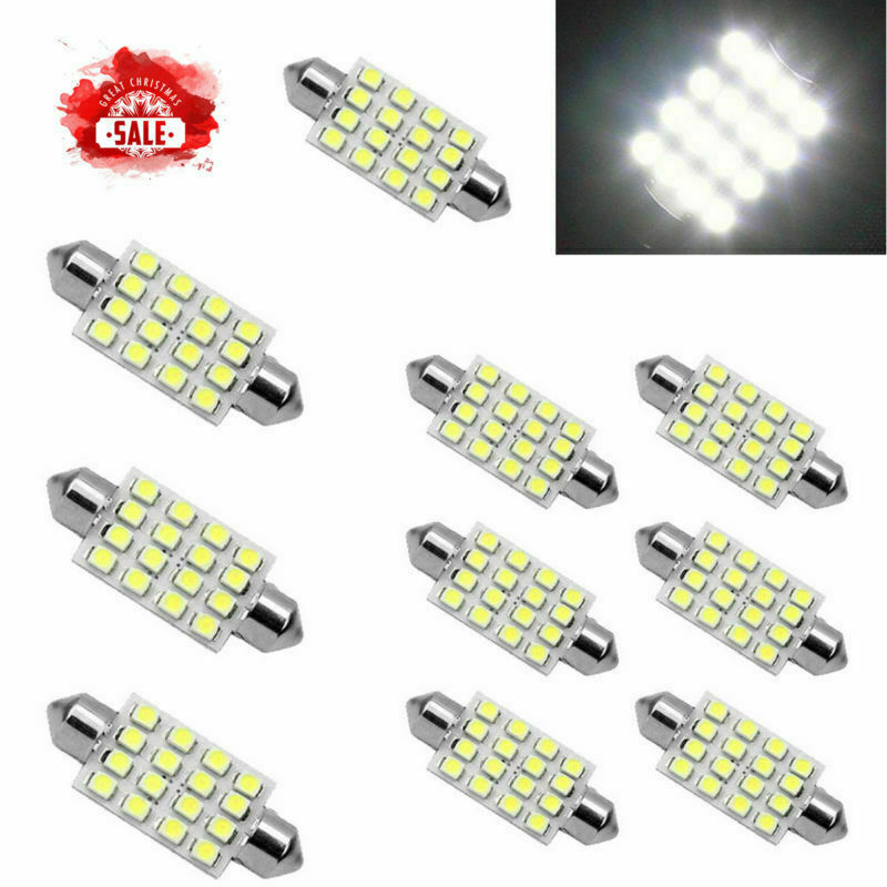 50X White 42mm 16SMD Car LED Festoon Dome Map Interior Cargo Light Bulb 211 578