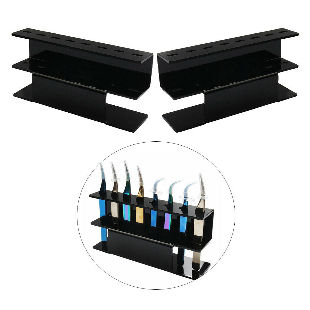 Set of 2 Tweezer Storage Holder Eyelash Extension Tweezers Acrylic Stand