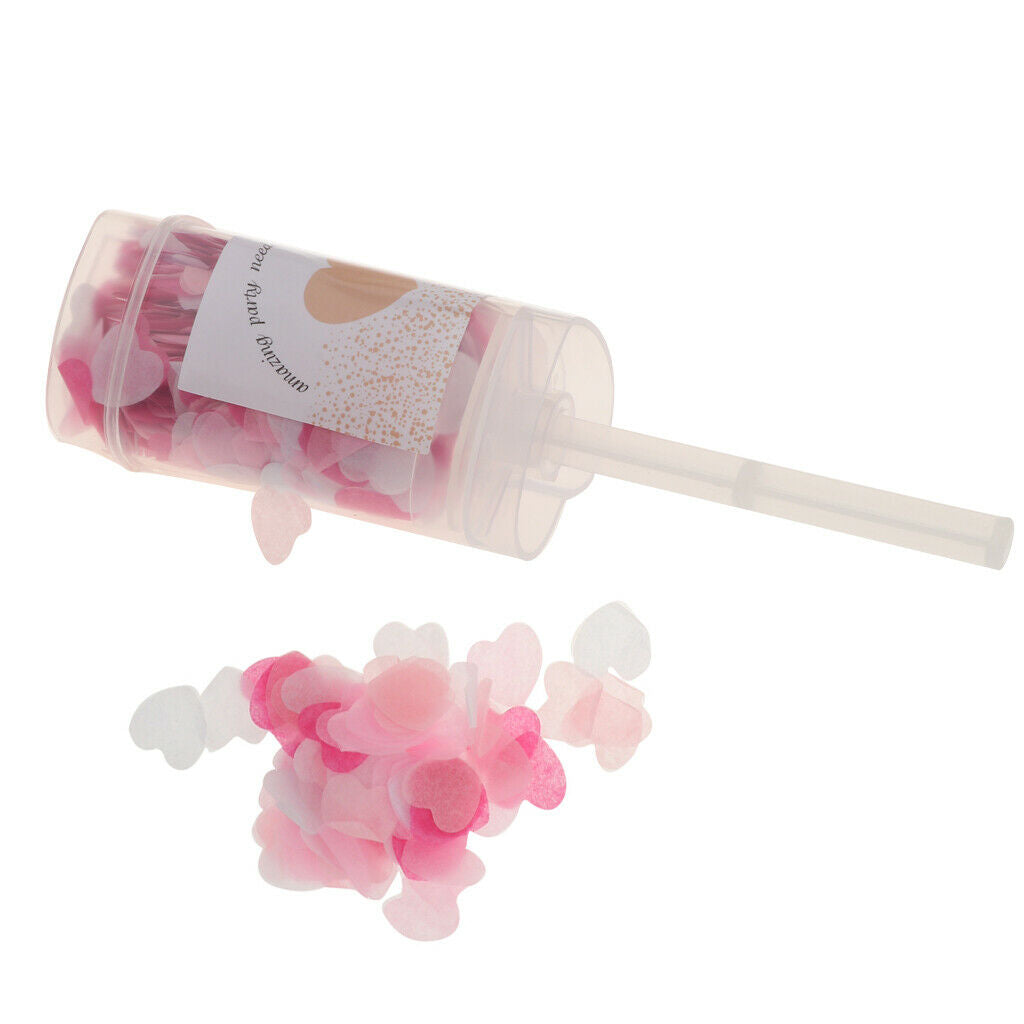 Biodegradable Popper Push Heart Confetti Container Wedding Decor Pink B