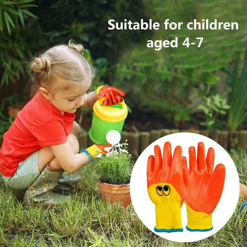 Breathable Kids Gardening Gloves Resistant Non-slip Anti-stab Protective Glo DF