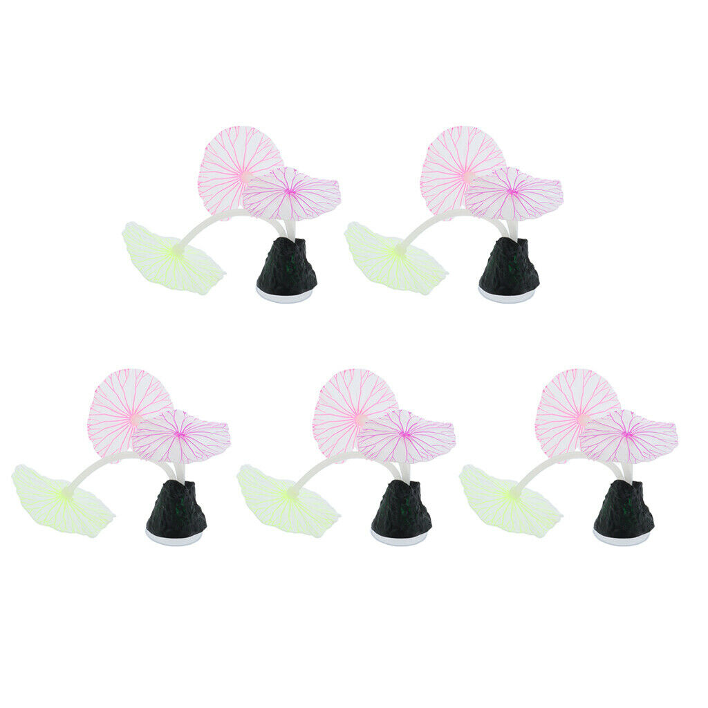 5pcs Aquarium Decor Fish Tank Decoration Ornament Artificial Silicone Plant