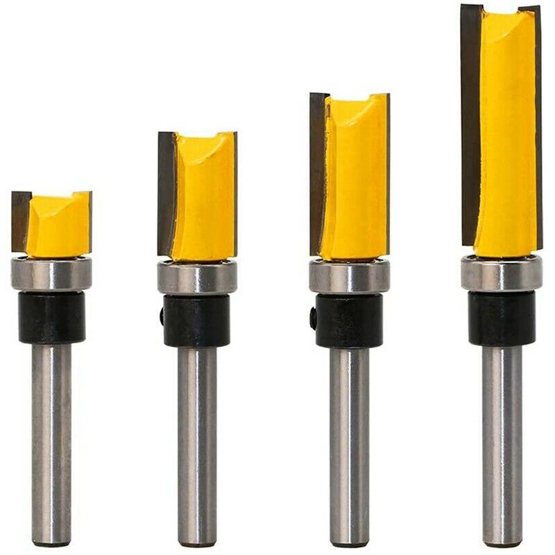 4Pcs Flush Trim Router Bits Top Bea Router Bit 1/4 inch Shank Straight PatternL6