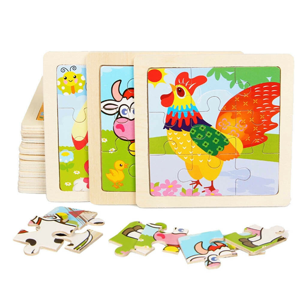 Wooden Animal Puzzle Toys for Kids Toddler Hand Grasp Jigsaw Toys Gift