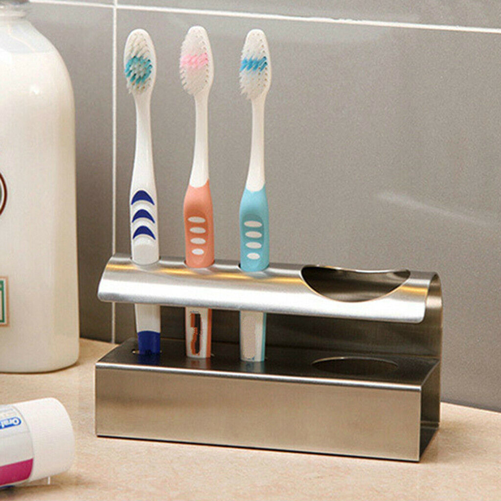 Home Bathroom Stainless Steel Toothbrush Holder Free Standing Rack Storing