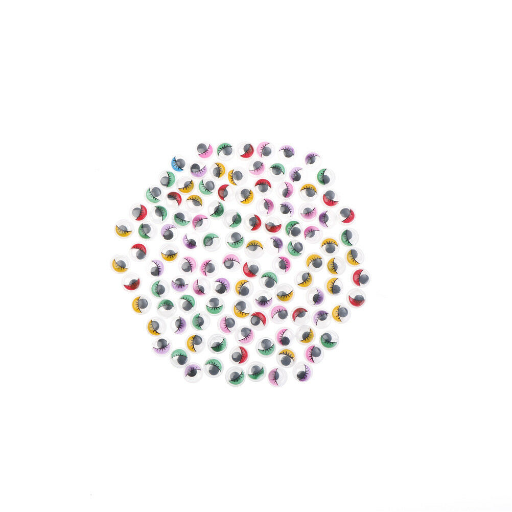 100PC Coloured Eyelashes Wiggly Wobbly Googly Eyes Lash   (Color: Multicolor) Qx