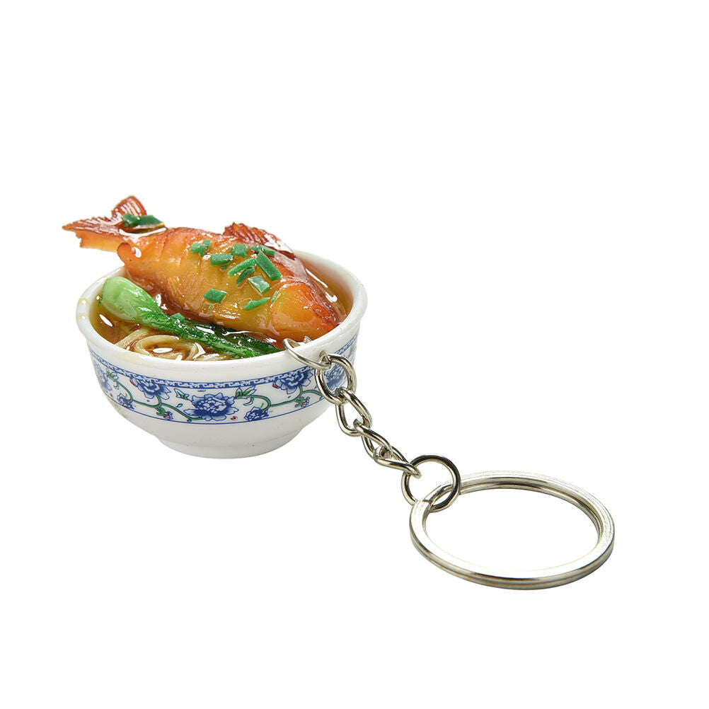 Simulation Food Key Chains Chinese Food Bowl Keyring Creative Bag Chai.l8