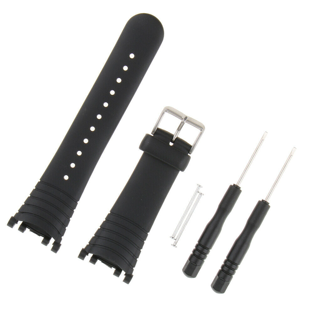 Prettyia Black Silicone Watchband for SUUNTO VECTOR Stainless Steel Buckle