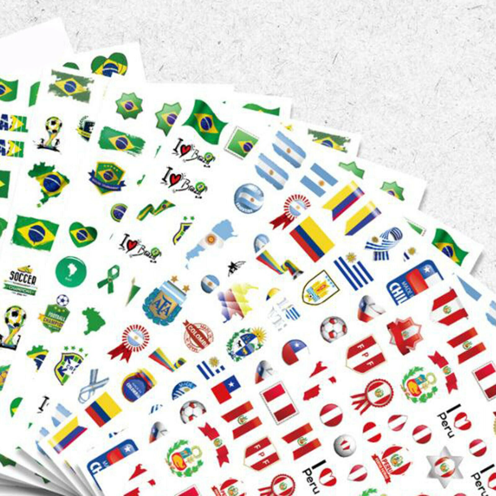 New 12 Sheets Football Elements Flag Nail Art Stickers Adhesive Decals DIY