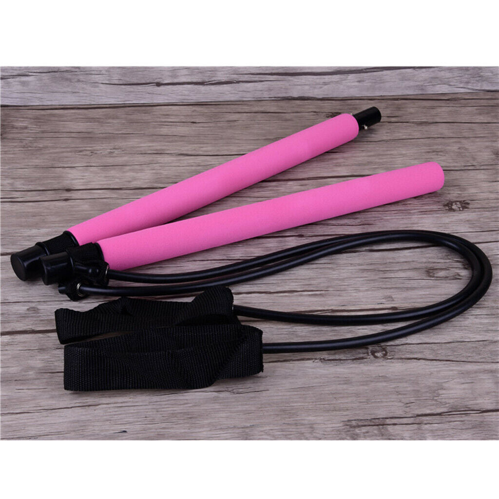 Pilates Yoga Bar Kit Home Fitness Resistance Band Thigh Toner Master Trainer