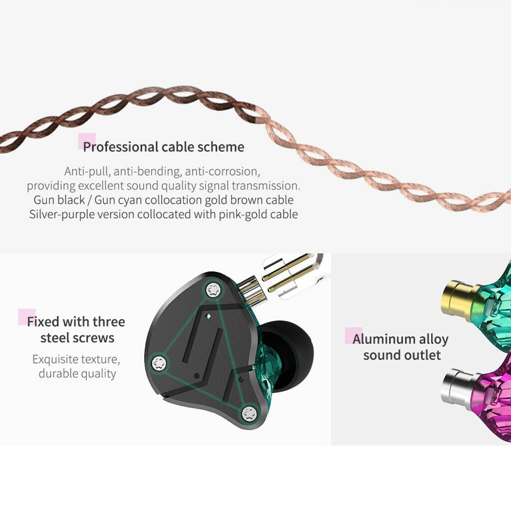 3.5mm 1BA In-Ear Stereo Headphone Headset Earphone Earbuds Remote Mic  Purple