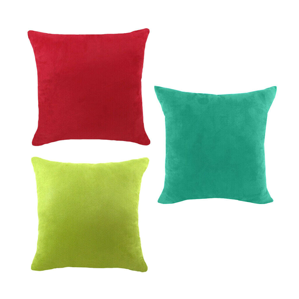 3pcs Velvet Square Throw Pillow Covers Solid Color Cushion Cases Pillowcases