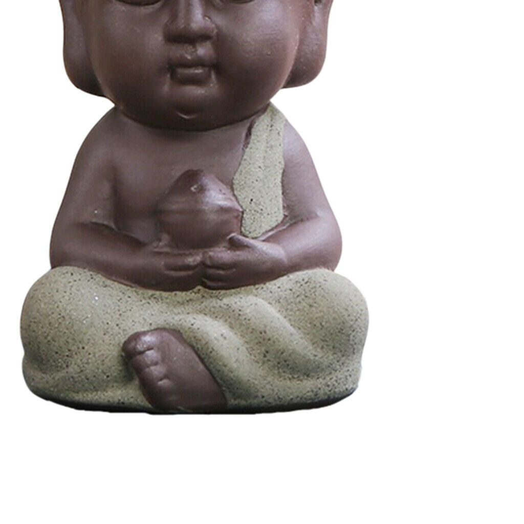6 Piece Monk Buddha Ceramic Statue Tea Tray Craft