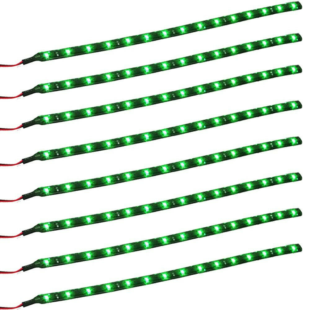 8Pcs/Lot 12V 15 LED 30cm Car Motor Vehicle Flexible Waterproof Strip Light Green