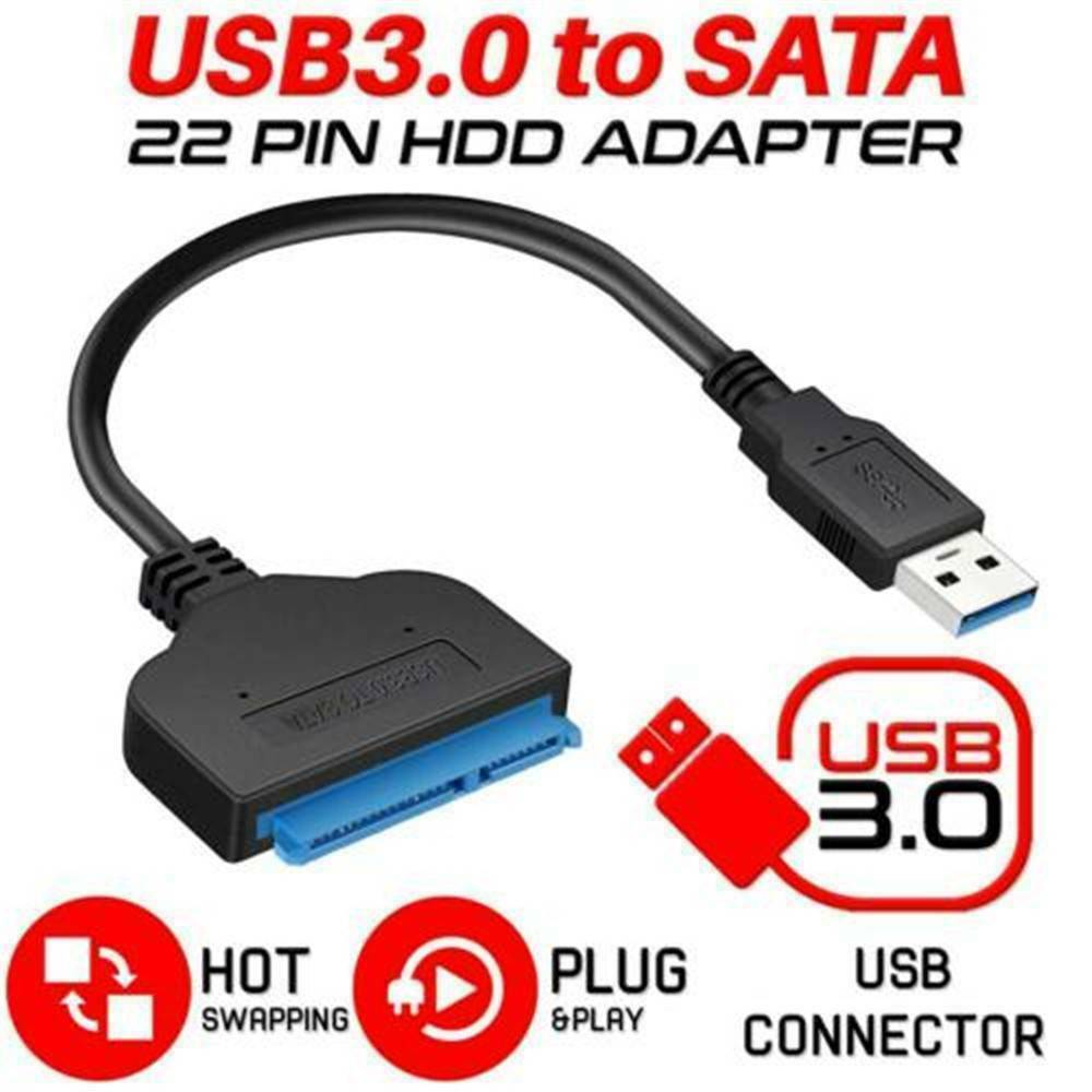 USB 3.0 To SATA 22Pin SSD 2.5 Inch HDD SSD Hard Disk Drive Adapter Cable Black