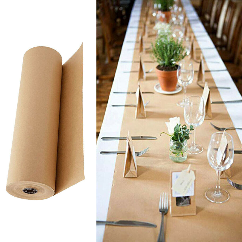 Brown Kraft Wrapping Paper Roll, Recyclable Craft Construction and Packing Paper