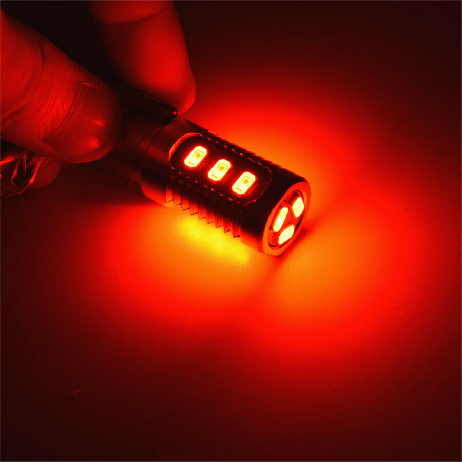 2pcs 1157 Red LED Flashing Strobe Blinking Brake High Power Tail Light 17*50mm