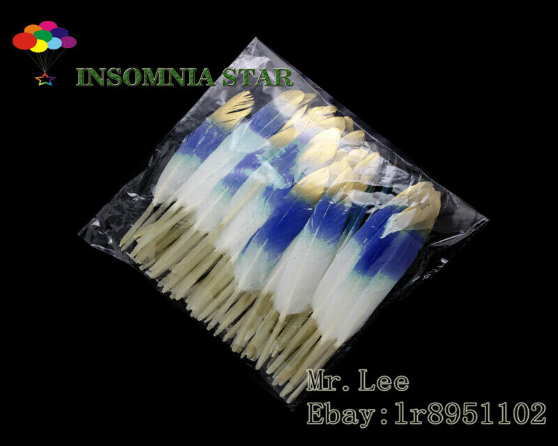 New 100pcs Beautiful Sapphire Colorful Natural Goose Feather 10-15cm/4-6 inches
