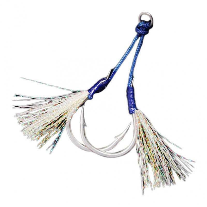 2x Strong Assist Hooks Jigs with Double Hooks Glow Skin Solid  Anti-bite