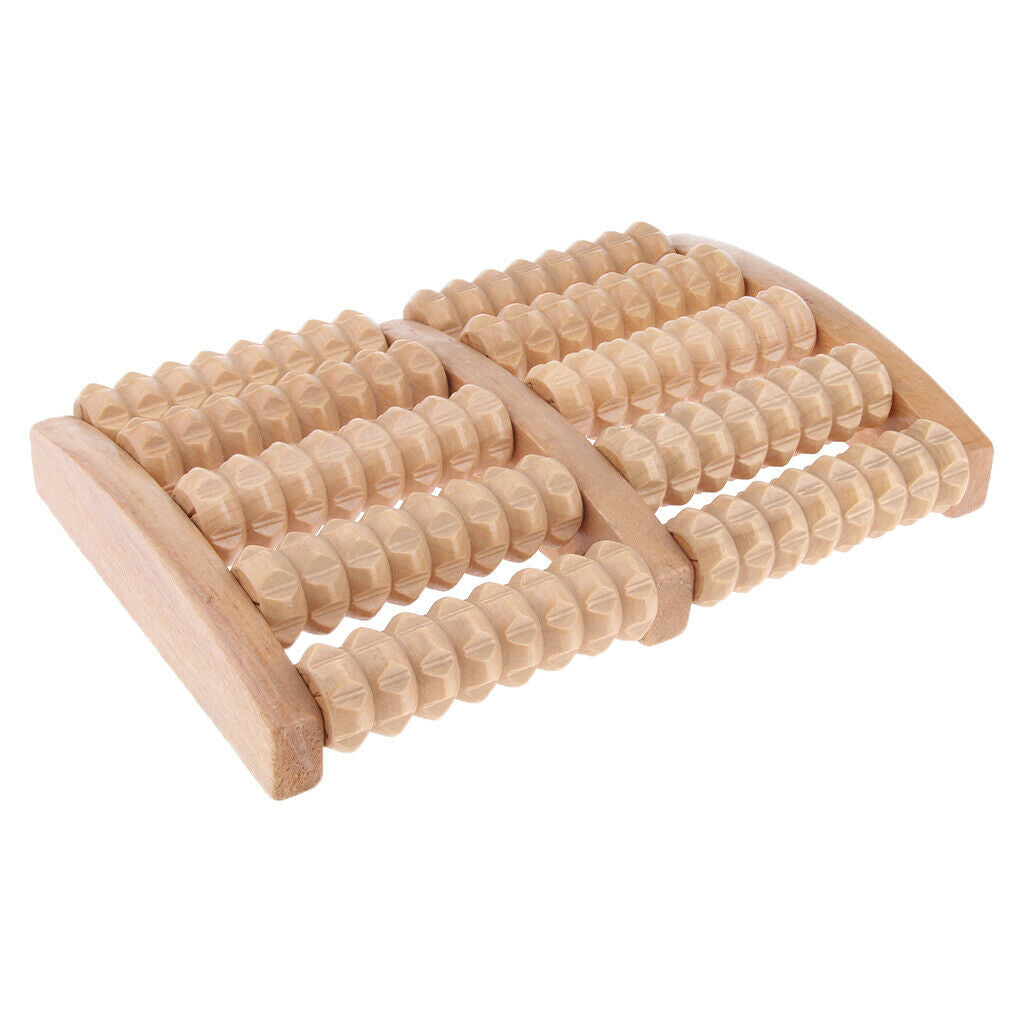 2 Pieces Wood Dual Foot Roller Massager Reflexology Relaxation Stress Relief