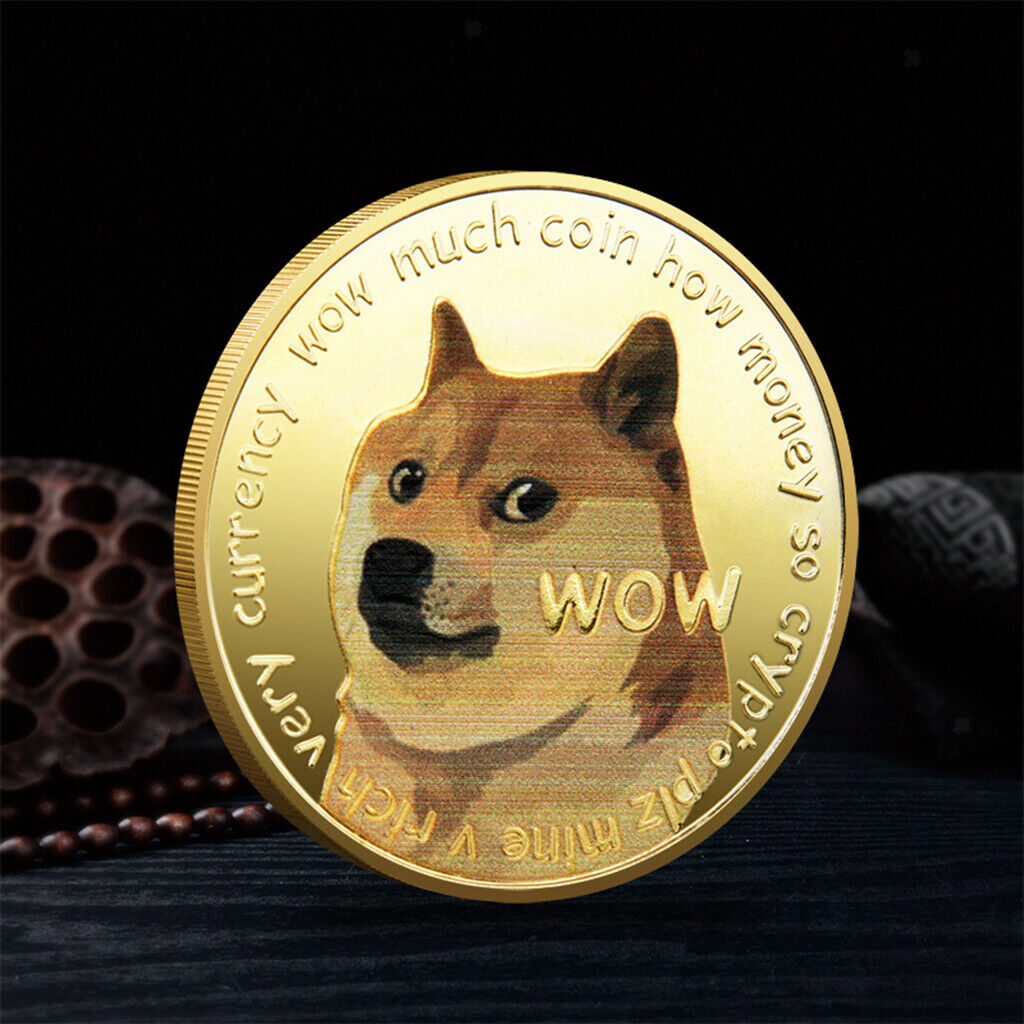 5pcs Golden Dog Commemorative Coins Dogecoin Display Desktop Collectors