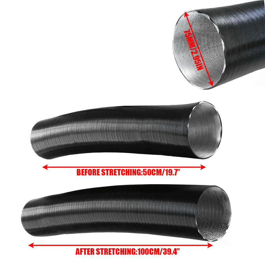 Car Heater 75mm/2.95in Heater Pipe Duct + Warm Air Outlet + Y Branch + Hose Clip