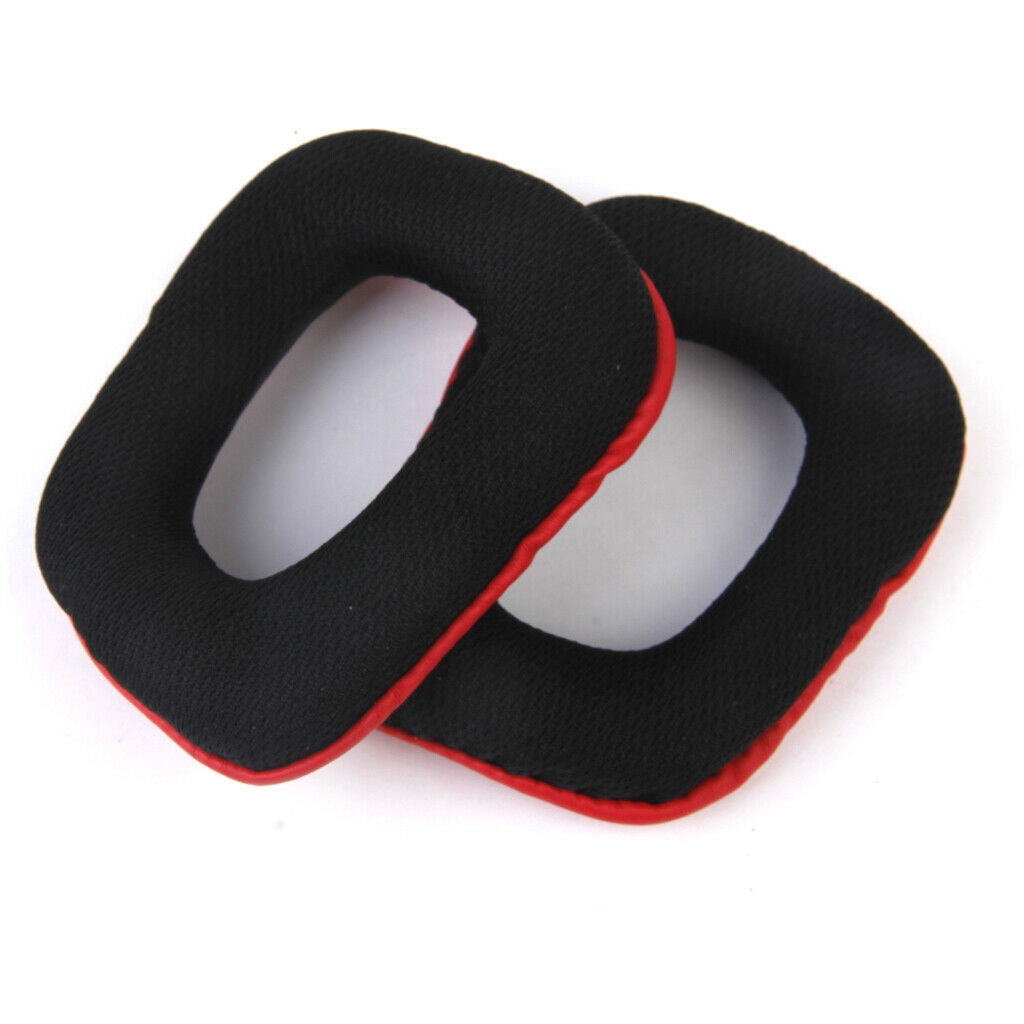 Pair Ear Pads Cushions for Logitech G35 G930 G430 F450 Headphone Red + Black