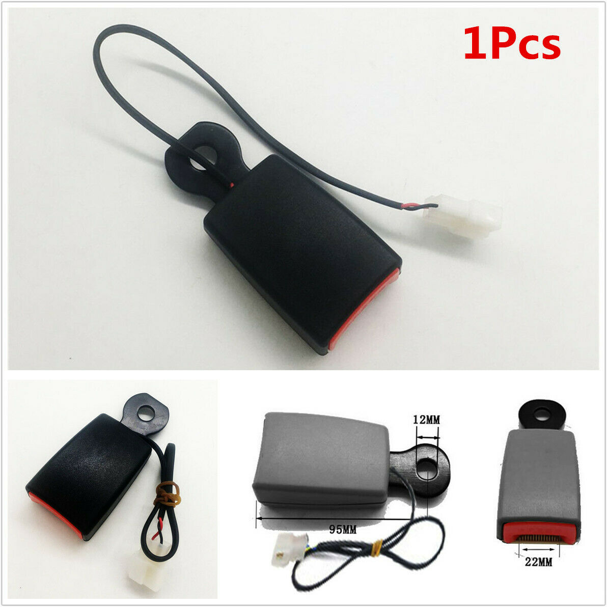 12mm Car Seat Belt Lock Safety Padding Socket Plug Connector with Warning Cable