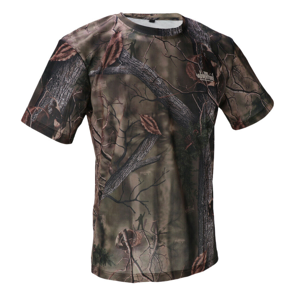 Men Short Sleeve T Shirt Hunting Bionic Camouflage Quick-dry Clothing XL