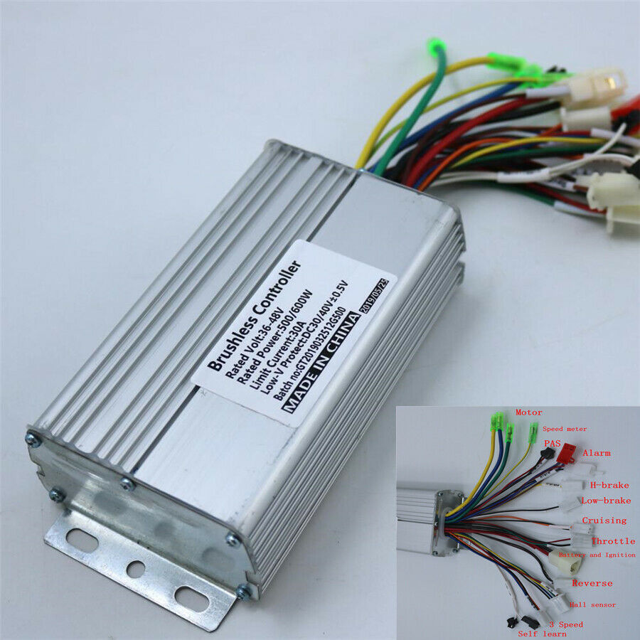 Motor Controller Electric Bike Tricycle Controller 36V/48V 500W/600W 30Amax