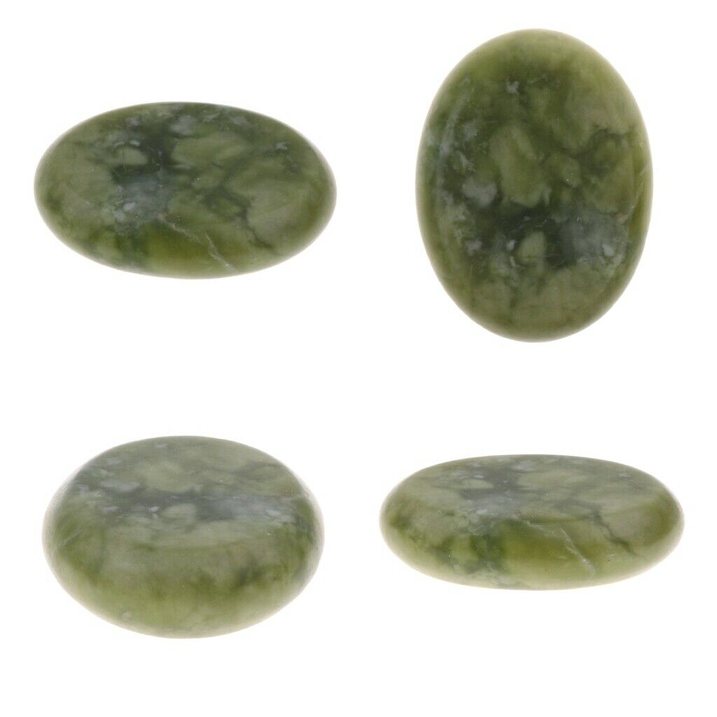 4 lot Oval Natural Green Massage Jade Stones Rocks for Salon Massage Therapy