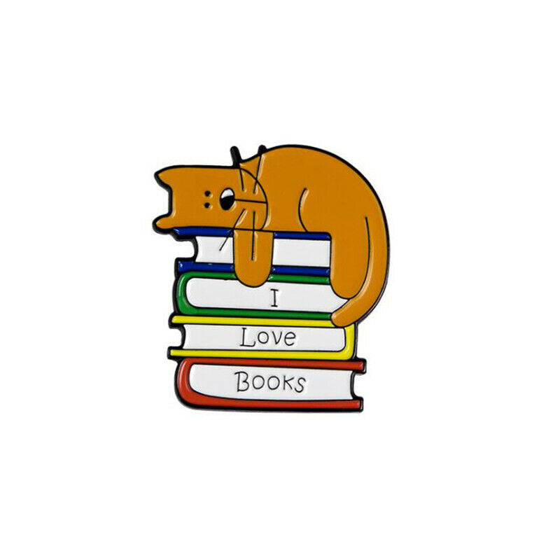 Enamel Cartoon Cat Book Brooch Pins Decoration Bag Clothes Corsage Badge Jew Qx