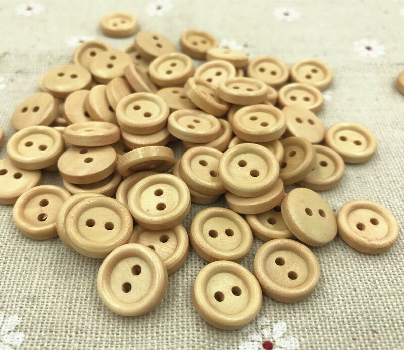 100X Wooden 2-holes buttons Round Fit sewing scrapbooking crafts 15mm