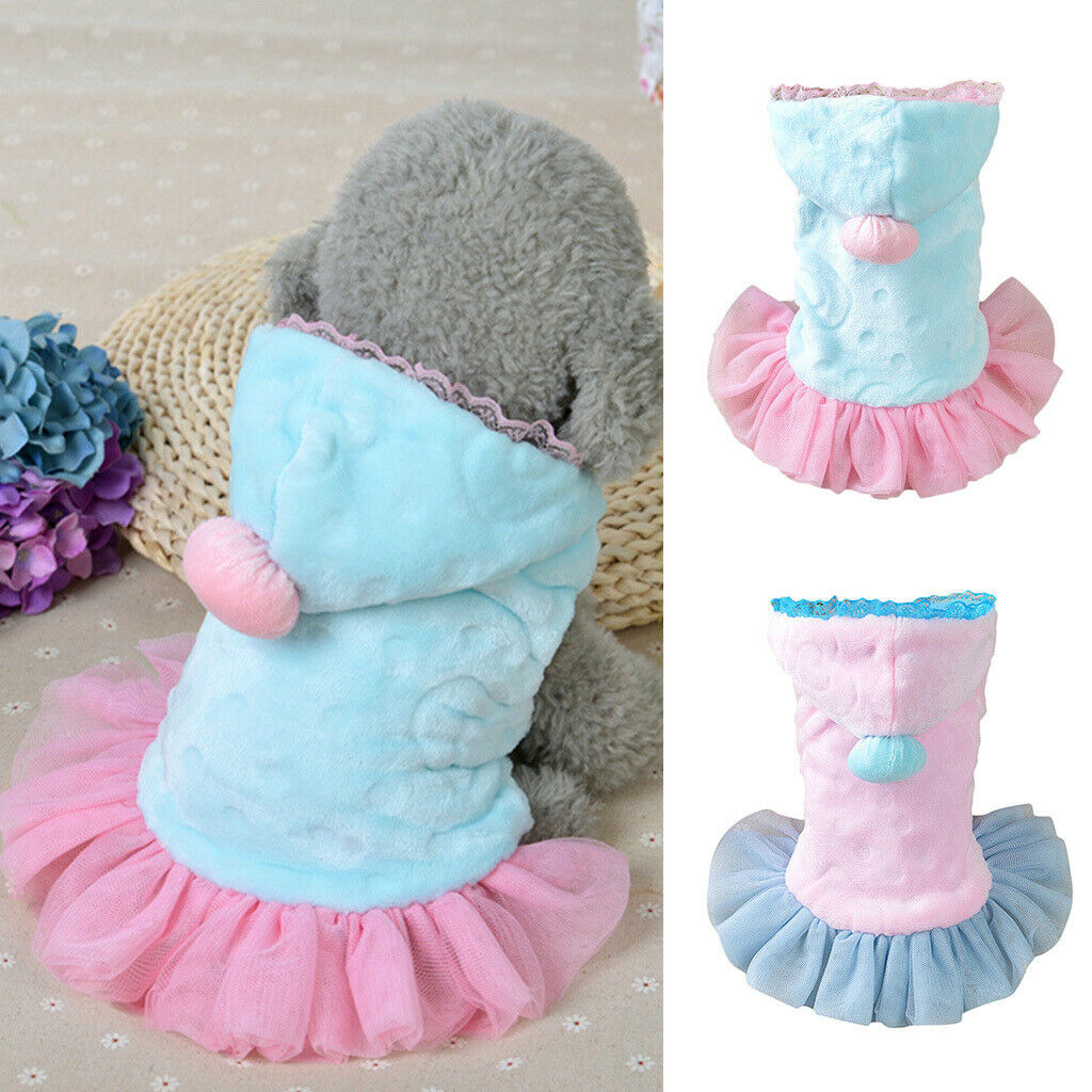 Pet Dog Fashion Velvet Dress Skirt Holiday Party Costume Clothes Blue XL