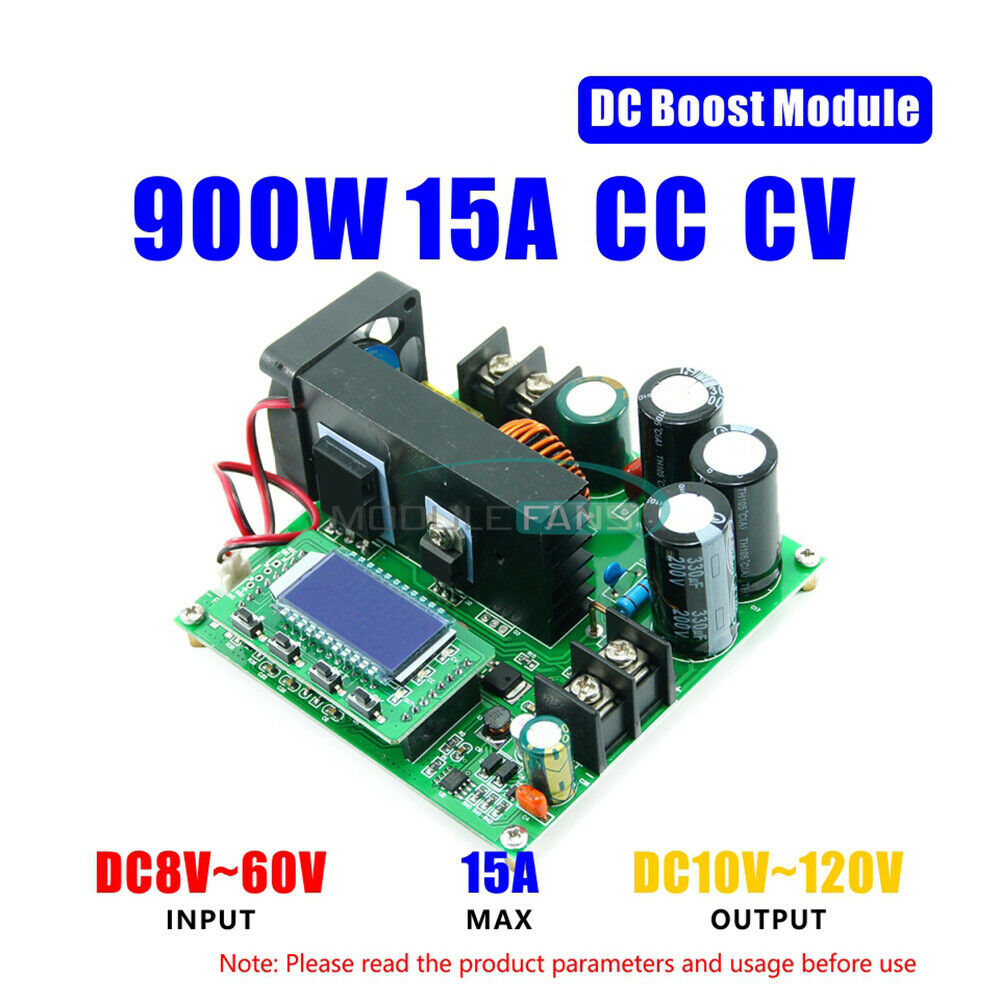 DC 900W 8V~60V 0~15A CC/CV  LCD Display CNC Boost Module Step UP Module