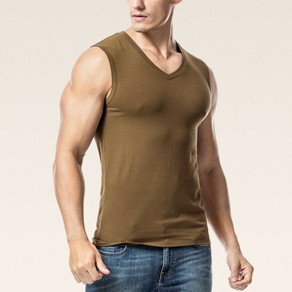 Mens Plain Vests Cotton Gym Top Summer Training Tee XL White