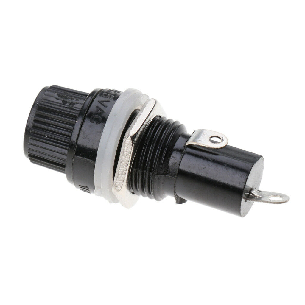 5PCS AC 125V/15A 250V/10A Screw Cap Panel Mounted 5x20mm Fuse Holder Black