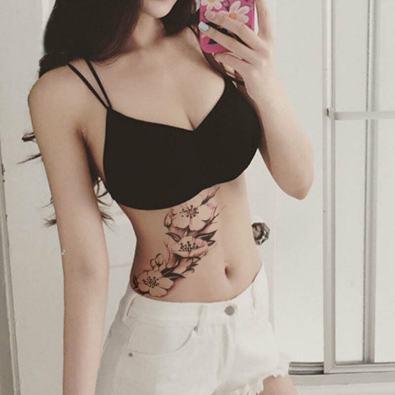 Tattoos Body Art Skin Water Transfer Flowers Temporary Women Men Purple Flower