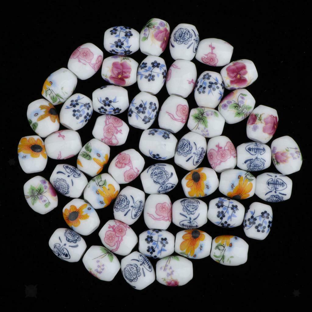 50Pcs 13 x 10mm Oval Shaped Porcelain Ceramic Beads Jewelry Making Supply for