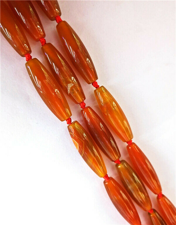 1 Strand 40x12mm Brown Agate Olive Loose Beads Jewelry Making 15.5inch HH8475