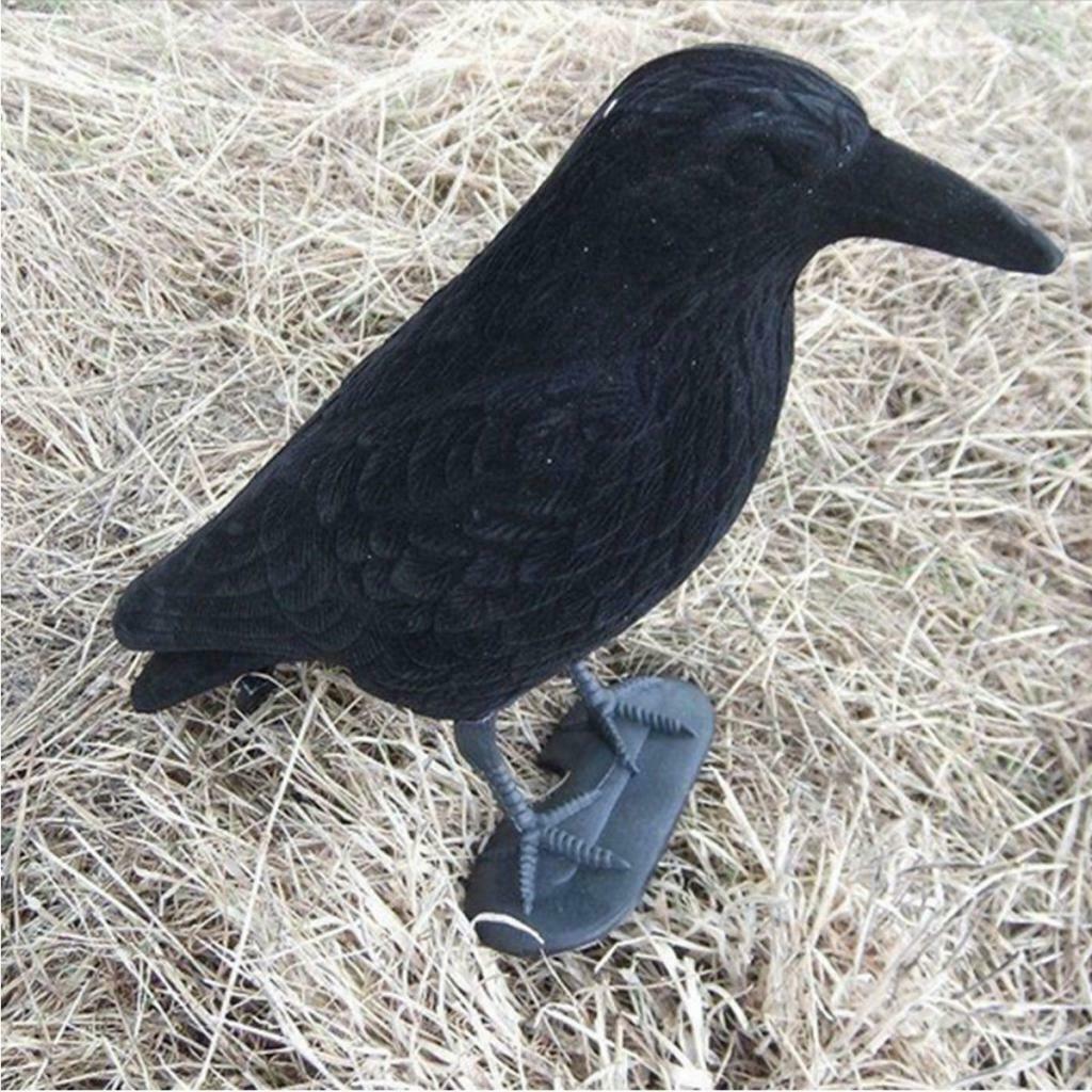 2pcs Lifelike Full Body Flocked Shooting/Hunting Crow Decoy w/ Feet & Stake