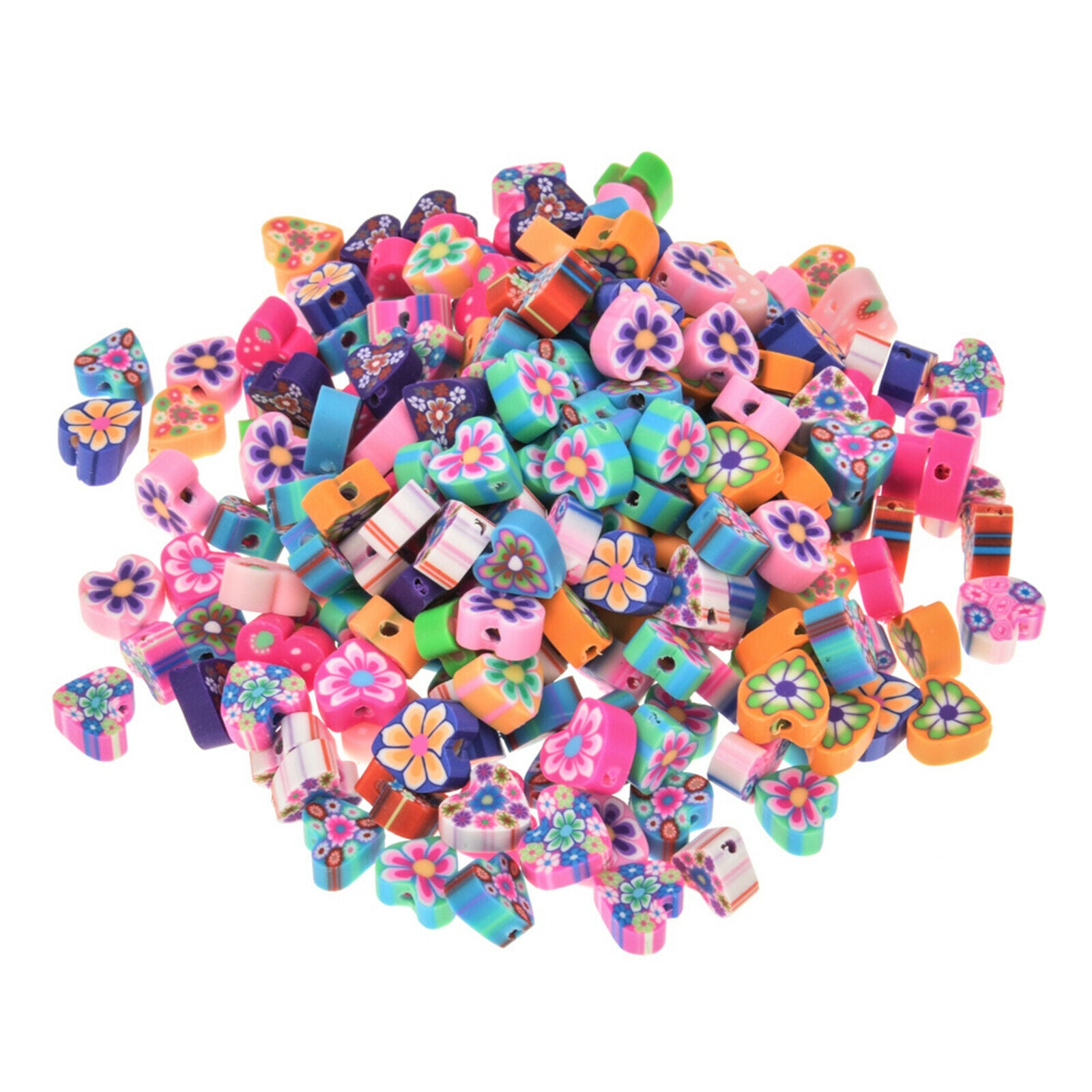 100 Pieces Heart Shaped Beads for Jewelry Making Bracelets DIY Soft Pottery