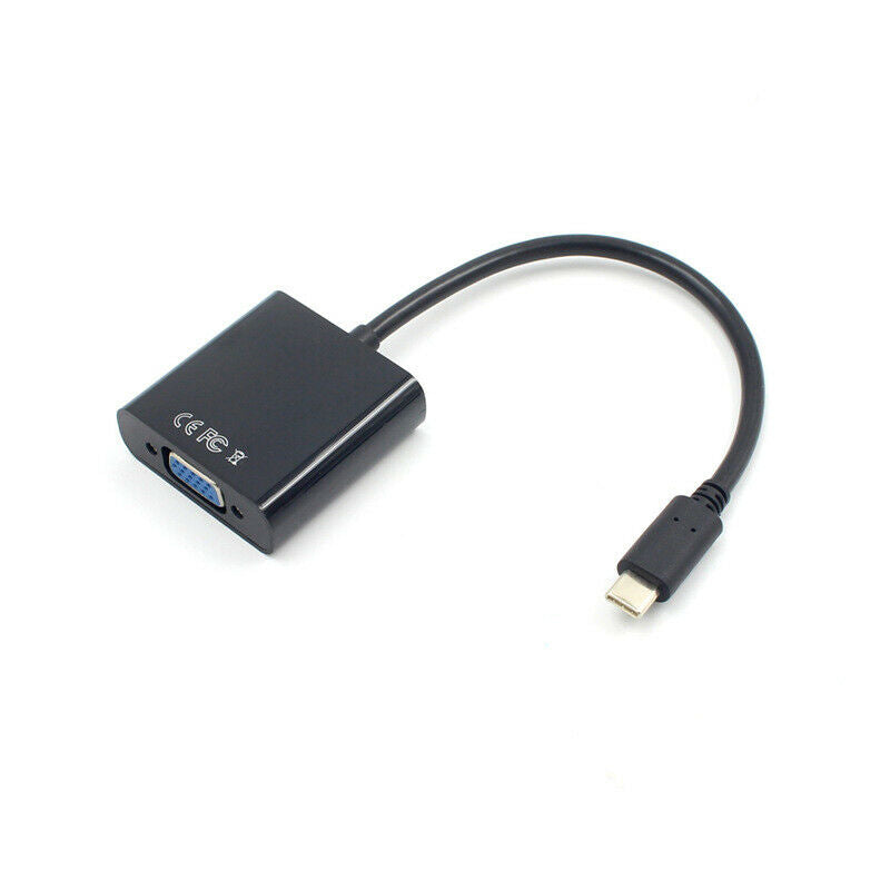 USB-C Display Port Male To VGA Female Adapter Transfer Cable Converter 1080p HN