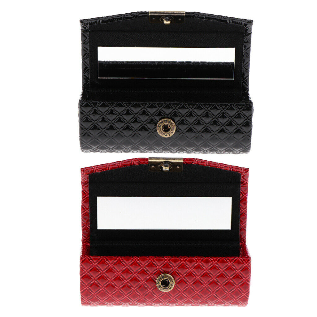 2x Premium Ladies Girls PU Leather Lipstick Case Single Lip Stick Gloss Holder