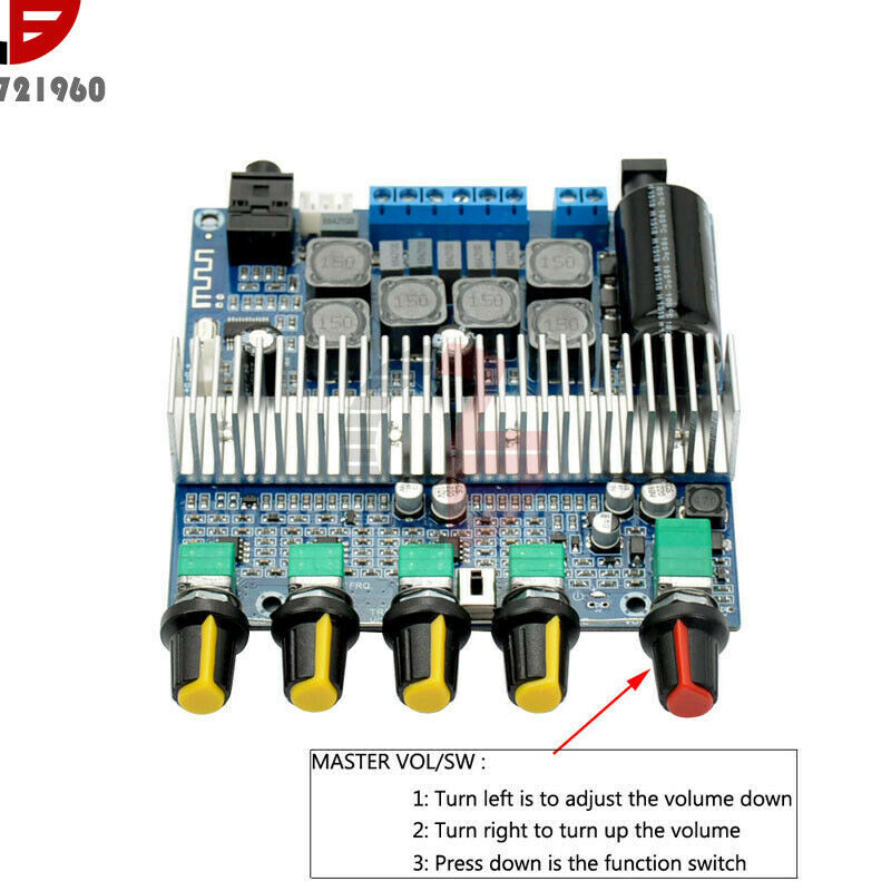 Bluetooth 5.0 TPA3116D2 Digital 2.1 Audio Amplifier Board 100W+50W+50W DC 12-24V