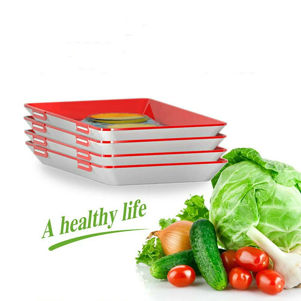 2pcs Stackable Food Preservation Tray Vacuum Seal Food Storage Container @