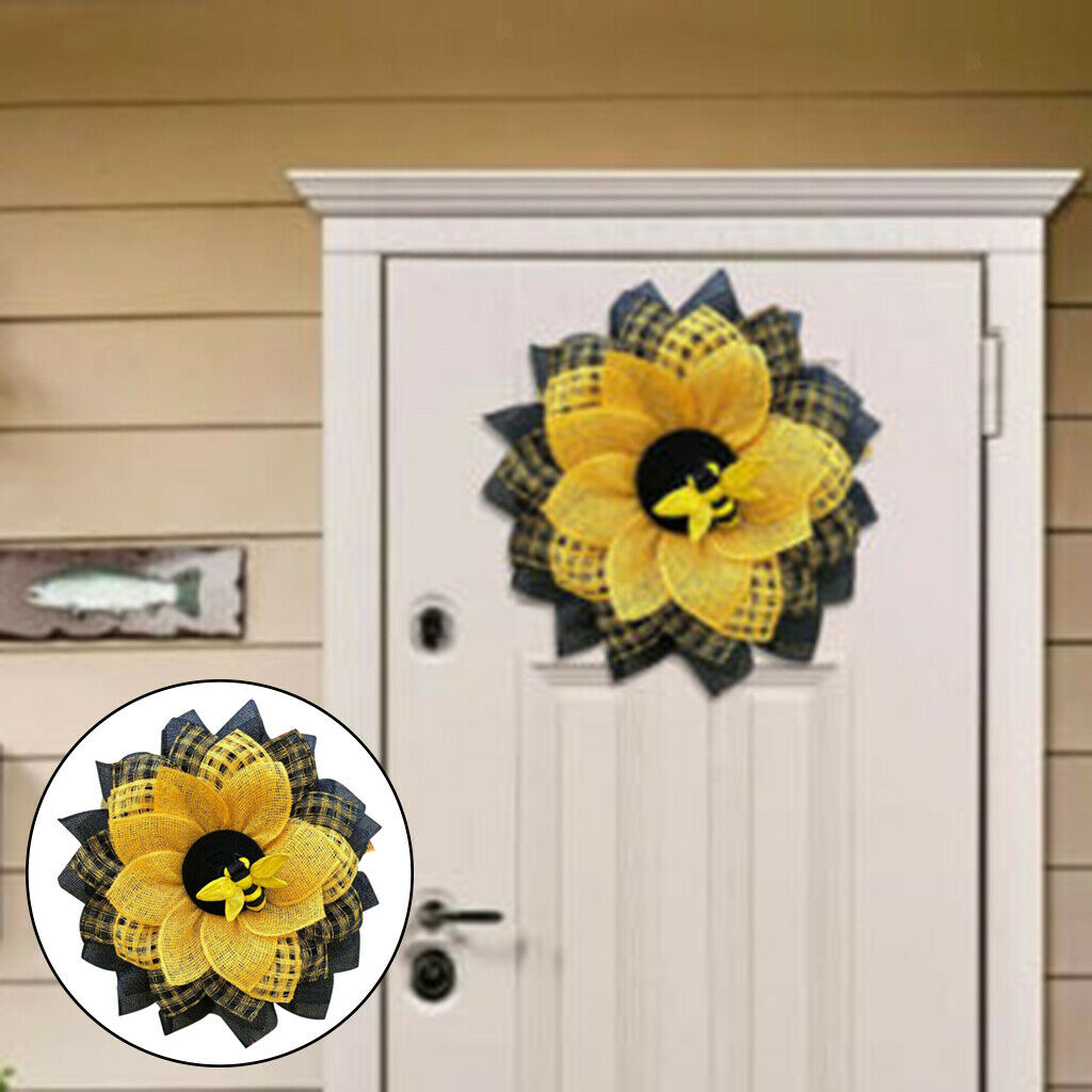 13'' Sunflower Wreath Flower Garland Front Door Wall Hanging Wedding Decor