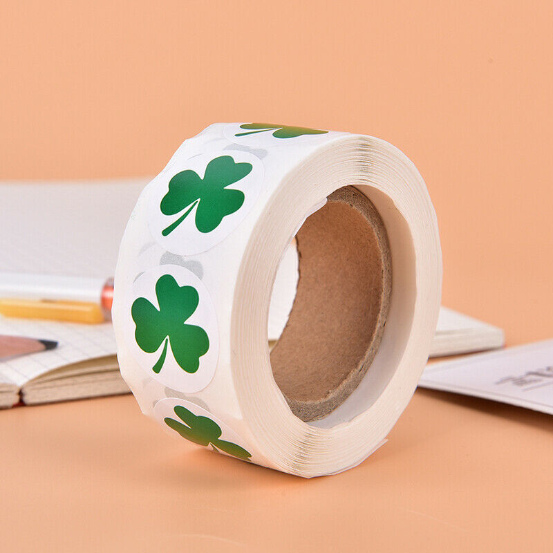 500pc Shamrock Stickers Clover Roll Stickers 1Inch Tags Adhesive Label  F.l8
