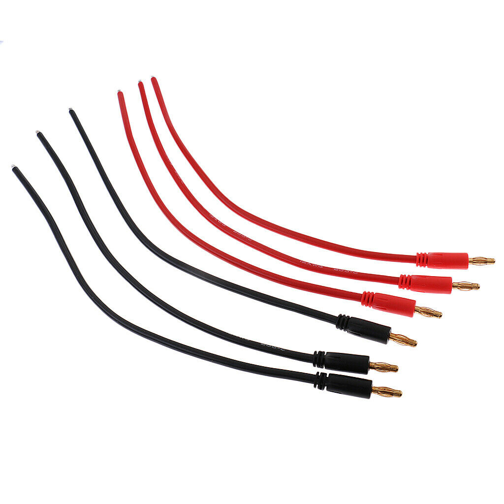 Banana 4mm Bullet Charger Connectors Plug 12AWG Wire Leads for B6 Charger