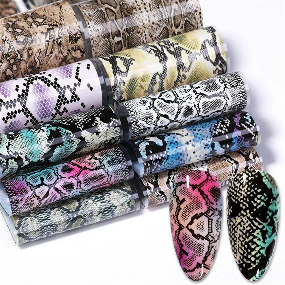 10 Sheet Nail Foils Serpentine Nail Art Transfer Stickers Decals Decoration AU